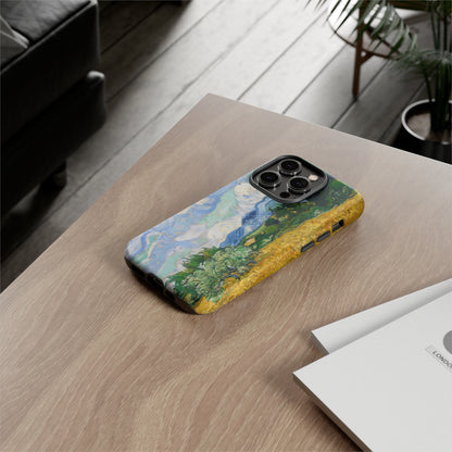 Wheat Fields with Cypresses by Vincent Van Gogh - Cell Phone Case