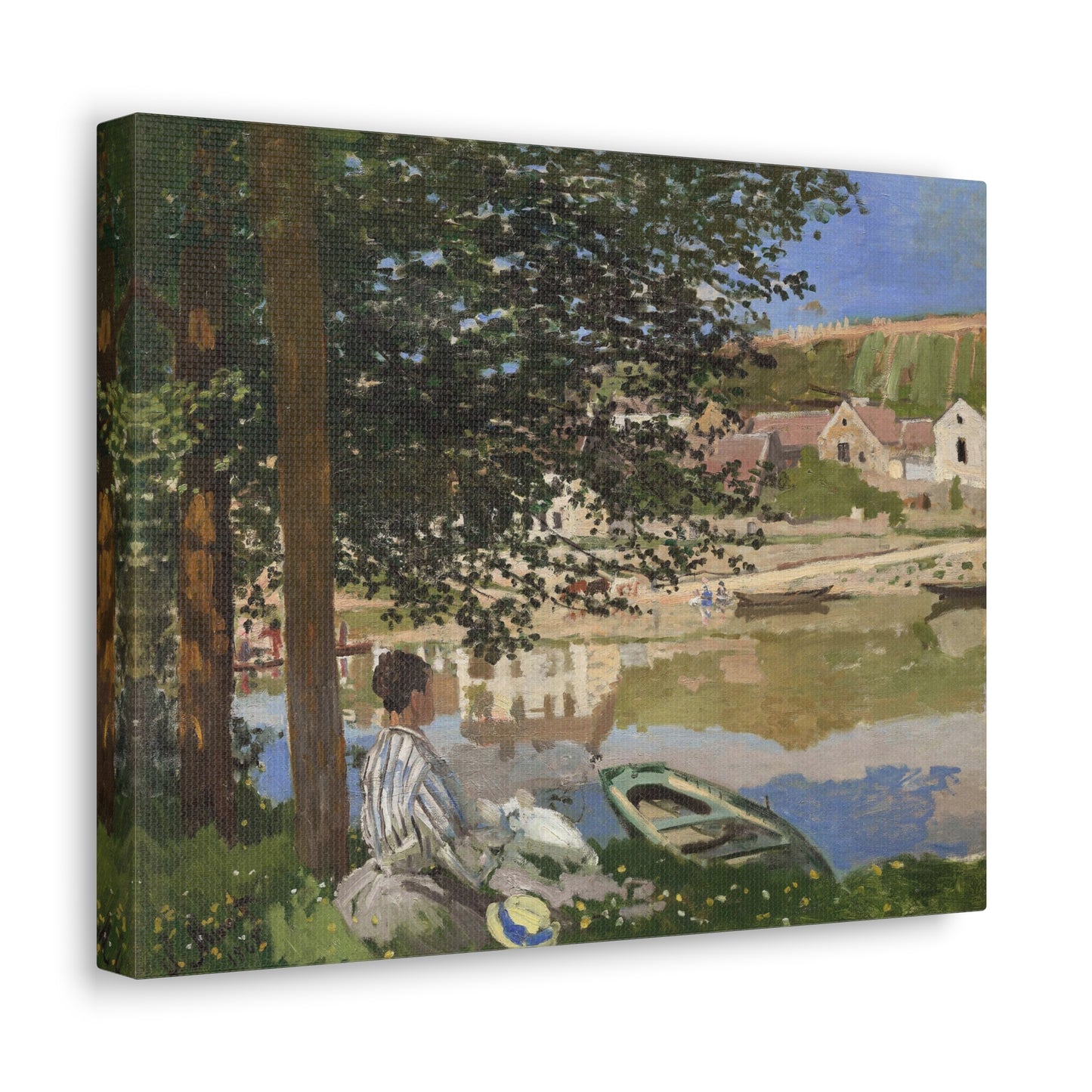 On the Bank of the Seine, Bennecourt by Claude Monet - Canvas Print