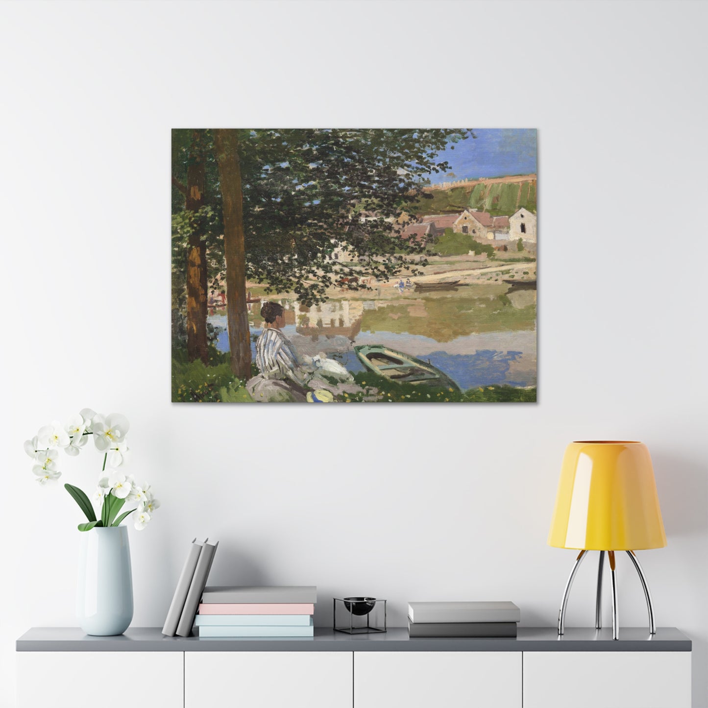 On the Bank of the Seine, Bennecourt by Claude Monet - Canvas Print