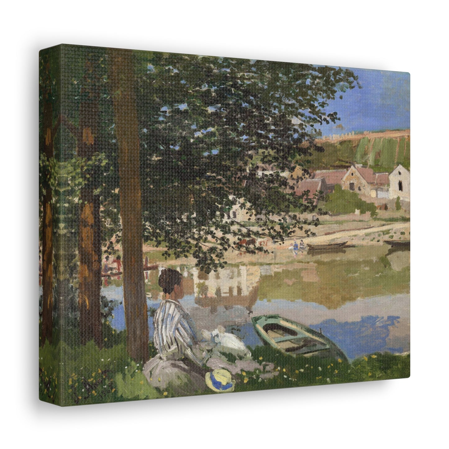 On the Bank of the Seine, Bennecourt by Claude Monet - Canvas Print